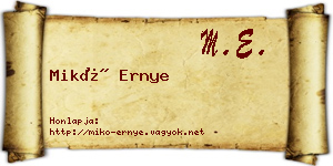 Mikó Ernye névjegykártya